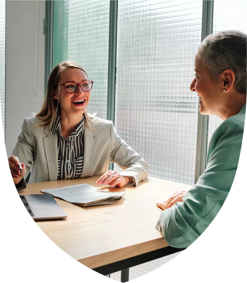 Financial security advisor speaking with a client