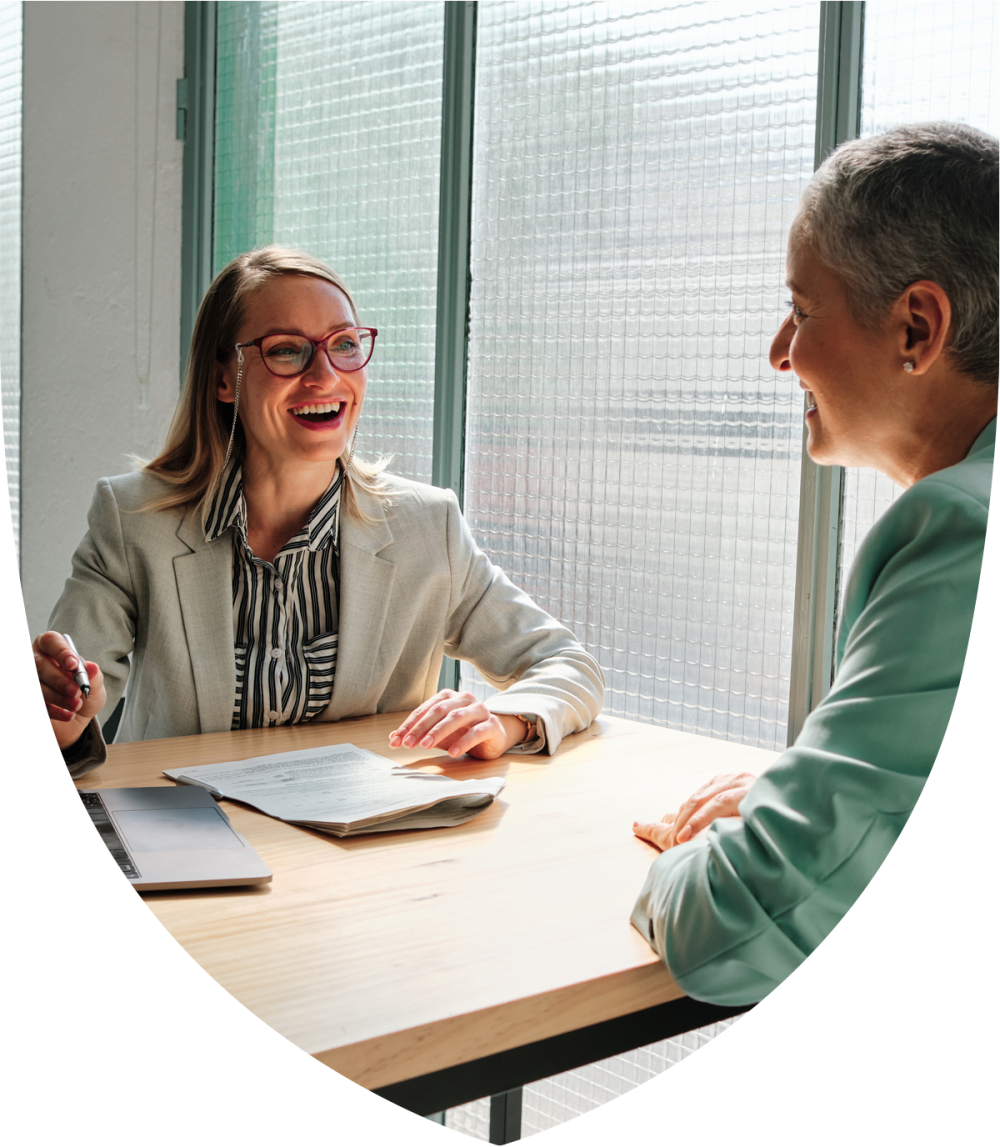 Financial security advisor speaking with a client