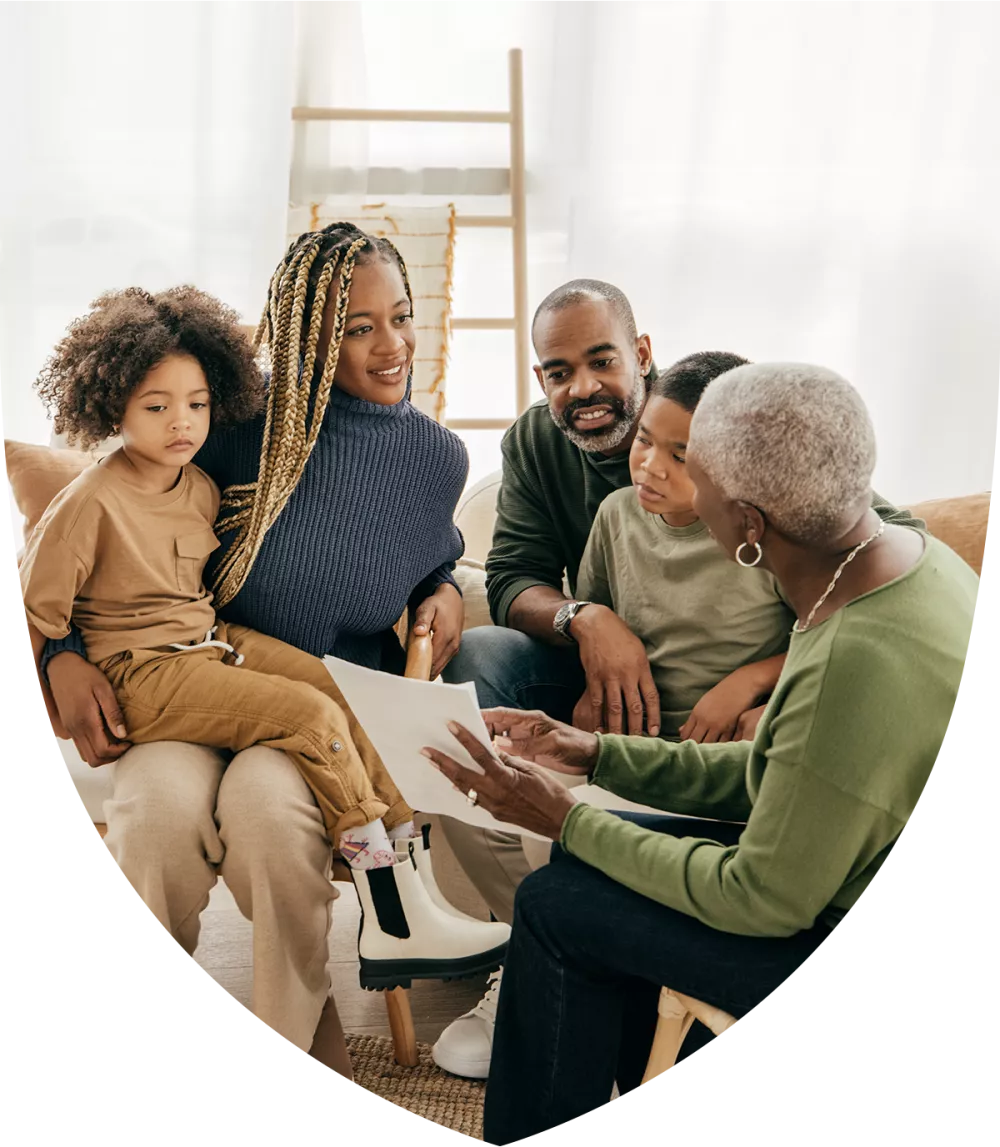 A family talking