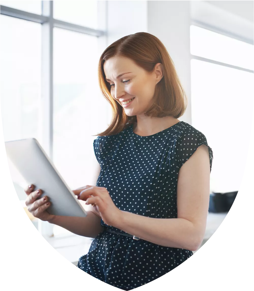 Woman looking at a tablet