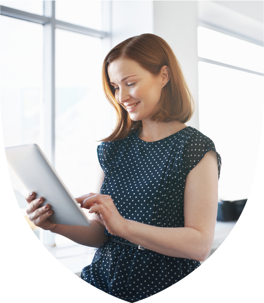 Woman looking at a tablet