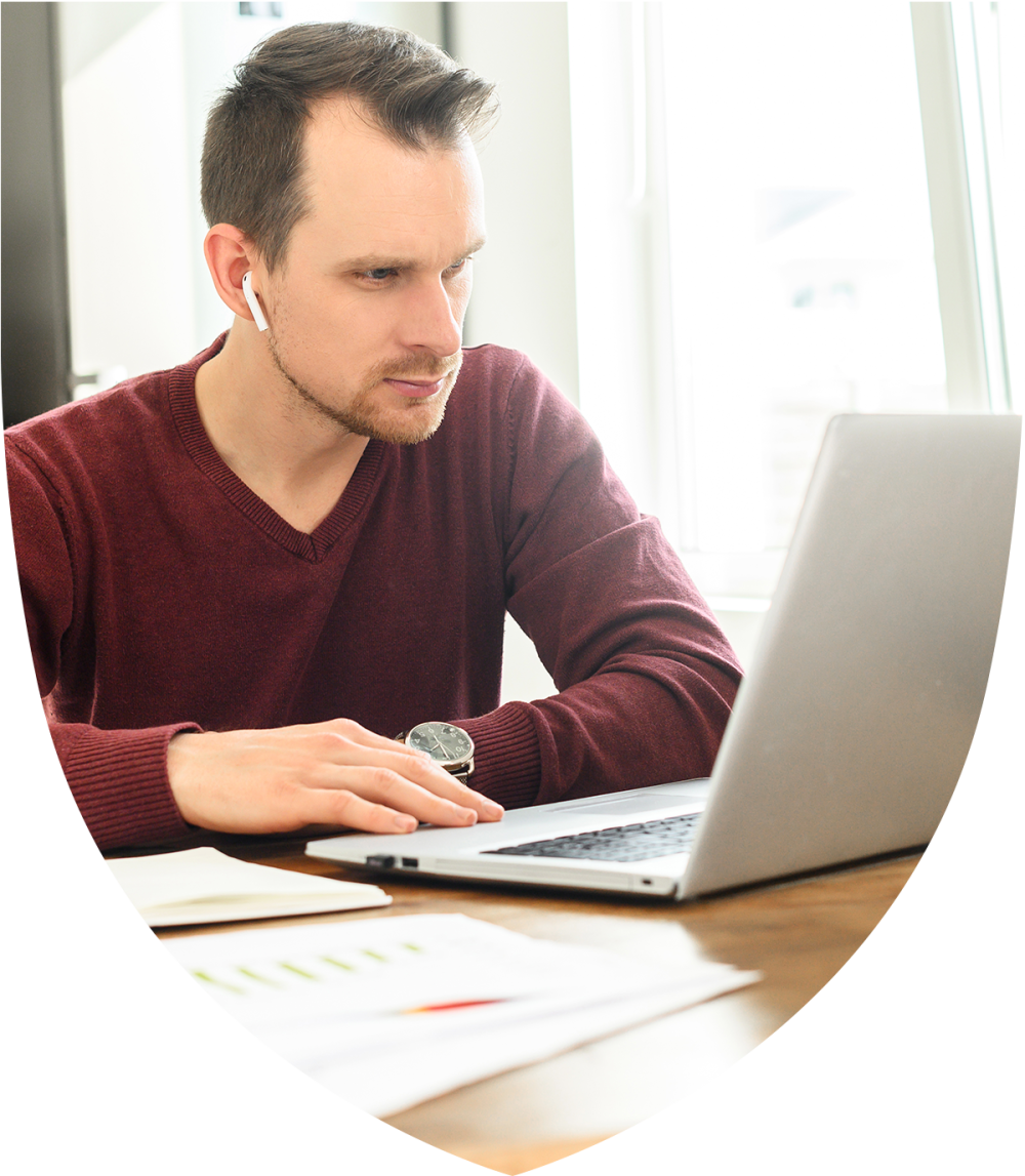 Man working on a laptop