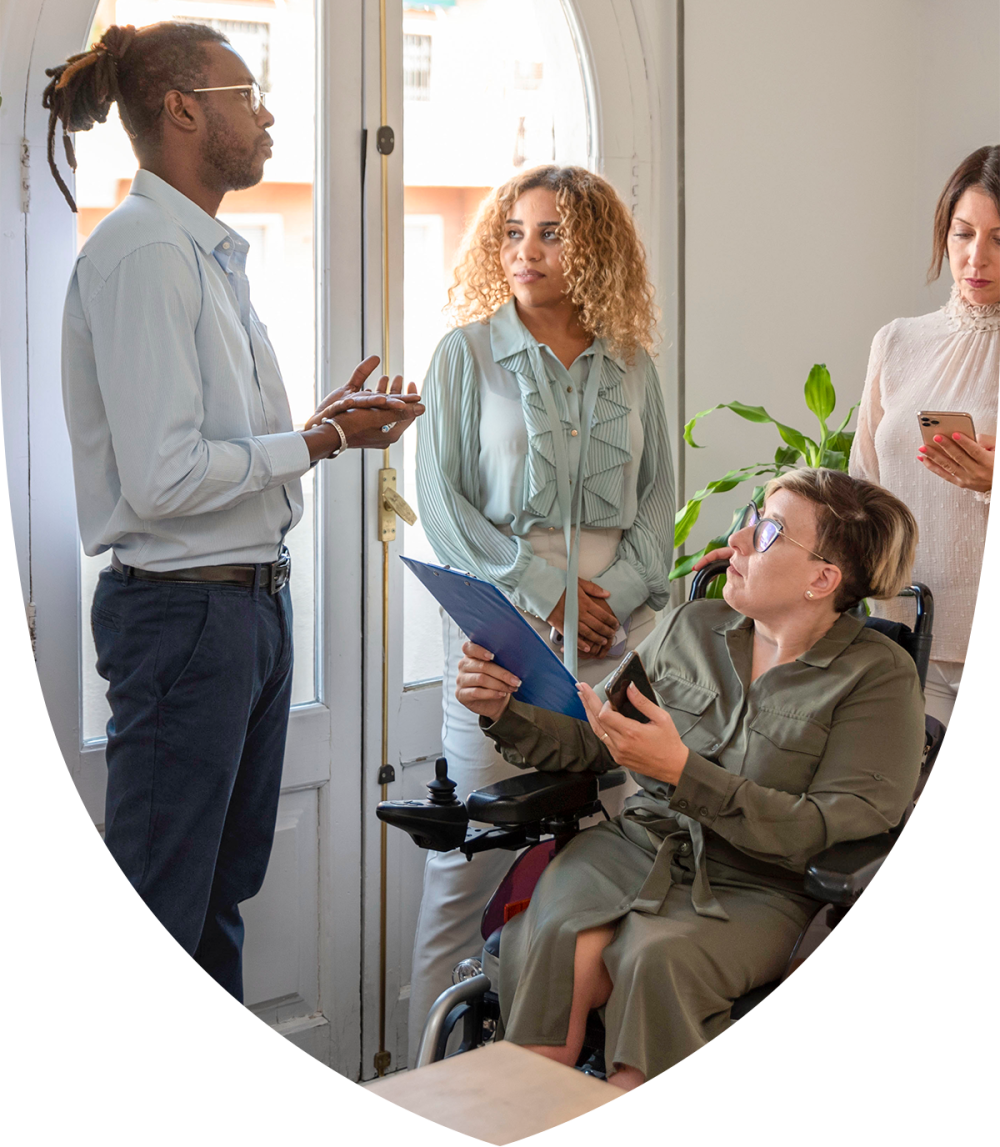 A group of people talking