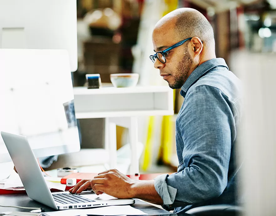 Man working on a laptop