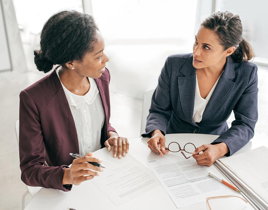 Two women talking 