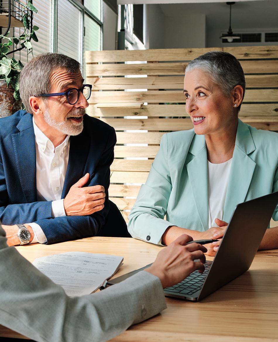 Image of a man and woman talking 