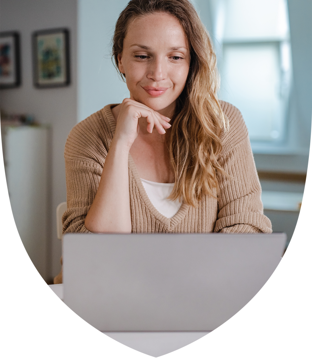 Female student browsing her Knowledge Hub plus subscription online