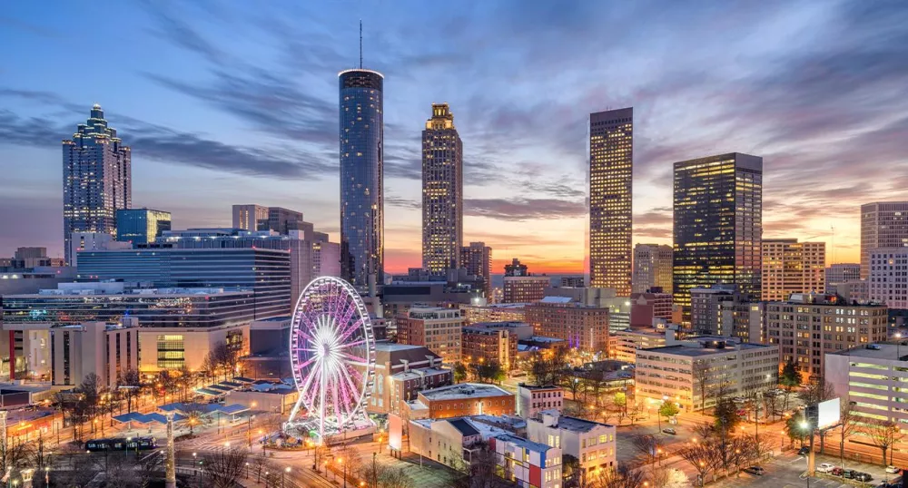 Skyline of downtown Atlanta at sunset